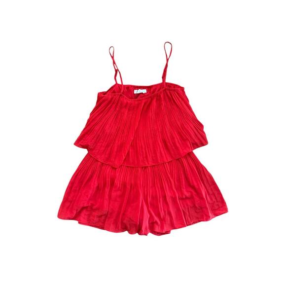 EXLURA Women's Red Spaghetti Strap Pleated romper Size Large - Picture 8 of 8